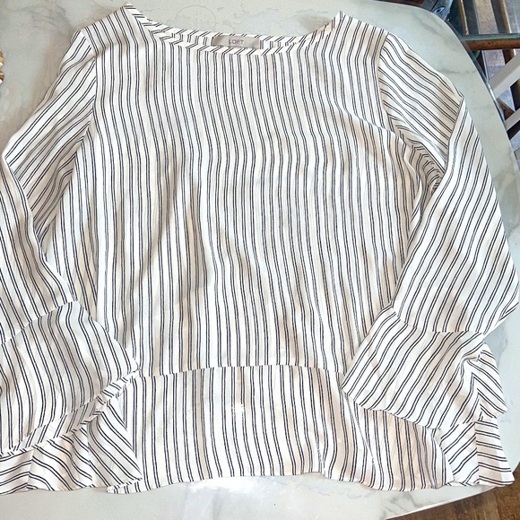 LOFT Tops - LOFT White Blouse with Black Pinstripes